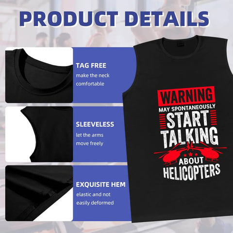 Men's Helicopter Pilot Mechanic Tank Top Hella Comfy Summer Sleeveless Muscle Tee showcasing tag-free and sleeveless details.