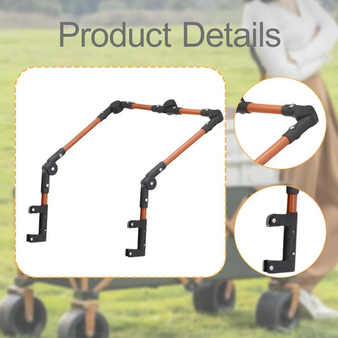 Universal Folding Wagon Handle Replacement Bar For Wagons And Carts No Tool Needed Easy Install Detachable Foldable Adjustable Length Push Pull Handle Fits Most Brands Brown, brown adjustable metal handle