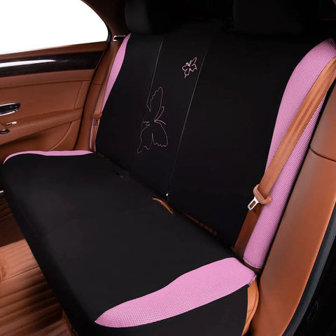 Rear seat with Pink Lace Butterfly Car Seat Cover Set For Universal Fit, Easy Install No Dismantling Required, Airbag Compatible