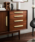 Brushed Gold Cabinet Pulls 9.75 Inch Polygon Drawer Handles 2 Pack with Screws on mid-century dresser