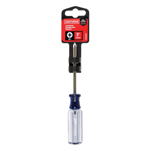 PH 1 Screwdriver 3 Inch With Acetate Handle, Satin Nickel Finish, heat-treated alloy steel on white background.