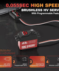 Ultra Fast Brushless RC Servo Motor With Metal Gear for 1 10 Scale Cars Boats And Crawlers Delivers a 0.055 Second Response And Upgraded Digital Precision This Beefy High Torque Servo Is Programmable Via SPV2 And Rocks A CNC Aluminum Shell For Heat Relief.