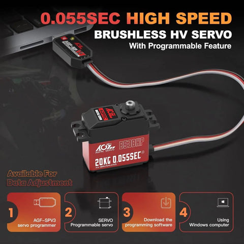 Ultra Fast Brushless RC Servo Motor With Metal Gear for 1 10 Scale Cars Boats And Crawlers Delivers a 0.055 Second Response And Upgraded Digital Precision This Beefy High Torque Servo Is Programmable Via SPV2 And Rocks A CNC Aluminum Shell For Heat Relief.