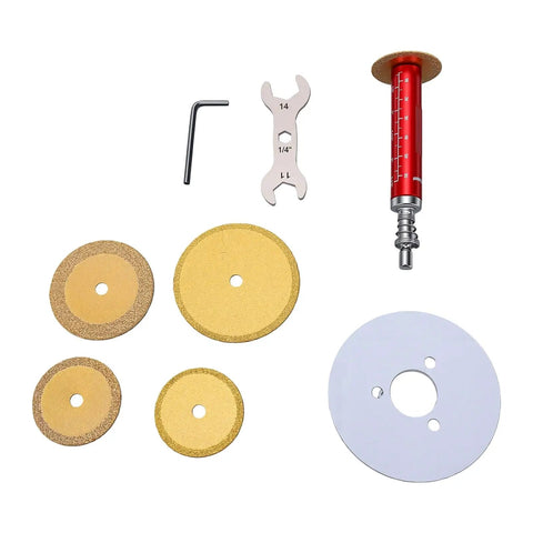 Inside Pipe Cutter Kit With One Quarter Inch Hex Shank Four Cutting Discs Two Inch And Three Inch Guide Plates Adjustable Depth