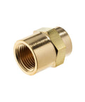 Heavy Duty Pro Grade Brass Instrumentation Pipe Fitting Reducing Hex Coupling Straight Adapter With 1/2 Inch By 1/4 Inch Npt Female Joint crafted for wet works.