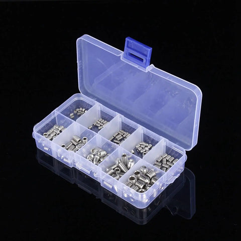 200 Piece Stainless Steel Grub Screw Kit Must Have M3 M4 M5 M6 M8 Hex Socket Assortment in plastic case