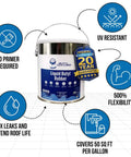 One Coat Wonder EPDM Butyl Rubber Roof Coating And Waterproof Sealant For EPDM TPO Metal Fiberglass Concrete No Primer Needed Quick Leak Stop Heavy Duty 1 Gallon White Roof Solution shown with features and benefits