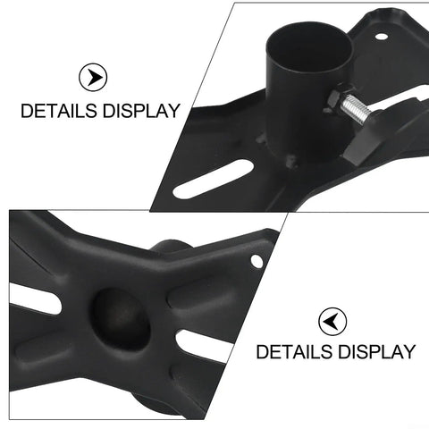 Close-up of rotatable 35mm metal speaker mount adapter top cap with bolt for DJ tripod stand, detail view.