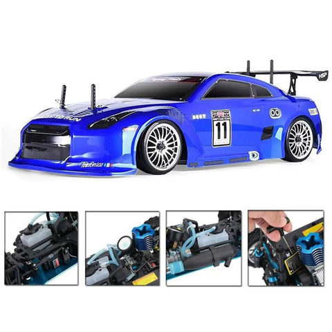 Nitro RC Car One Tenth Scale For Adults 4WD Drifter With Dual Speed Eighty Kmph Power Metal Chassis Methanol Fuel Ready Igniter High Speed