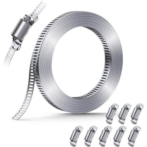 Super Cool Adjustable Stainless Steel Hose Clamp DIY Kit With Worm Gear For Fuel Line Pipe Tube Repair In Automotive Marine And Garden Projects Featuring Premium 304 Grade Metal Strap Custom Fit For Any Diameter Up To Massive Dimensions And Irregular, coil and clamps
