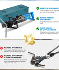 Comparison of Heavy Duty Hydraulic Rebar Bender 110V 1400W Electric Bender Machine with Manual Hydraulic Tool for bending steel.