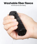 Hand holding washable fiber fleece of 2In1 Screen Cleaning Spray And Wipe Kit For Phones Tablets Laptops And Car Screens Portable 0 3 Oz Mist Cleaner
