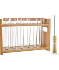 Wooden Test Tube Rack Kit With 12 Hole Holder And 12 Glass Tubes With Cork Stoppers 2 Tube Brushes And Corks Ten Point Four By Three Point Nine By Six Point Seven Inch Lab Gear For Chemistry Experiments And Science Class