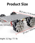 MC600 100mm mecanum-wheel 4WD robot chassis with metal frame and four high-torque DC motors for Arduino Raspberry Pi