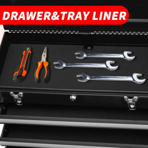 Interior of 20.5 Inch Portable Metal Tool Box With Four Ball Bearing Sliding Drawers Auto Lock Security Powder Coated Finish Heavy Duty