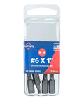 Six Spanner Insert Bit One Inch Length Quarter Inch Drive Rock Hard S2 Tool Steel Five Pack Made In Usa in clear packaging.