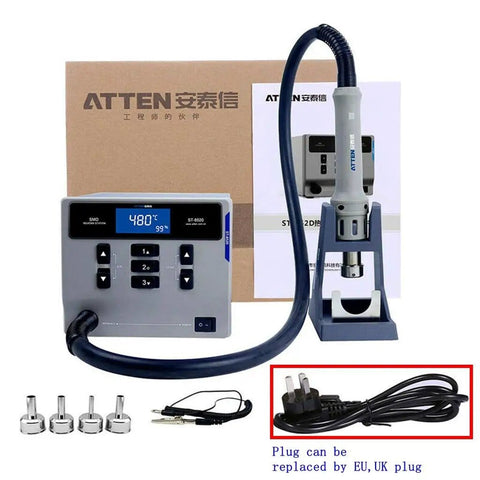 Beefy 1000W Soldering And Hot Air Rework Station With Three Independent Channels For Precise Temperature And Airflow Control, 220V