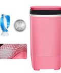 No Sweat Portable Compact Washing Machine Half Automatic Spin Washer With Built In Scrub Brush 4.5kg load in pink color with scrub brush.