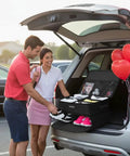 Two Layer Golf Trunk Organizer With Ventilated Shoe Compartment For Two Pairs Shoes Waterproof Car Trunk Locker In Open Car Trunk