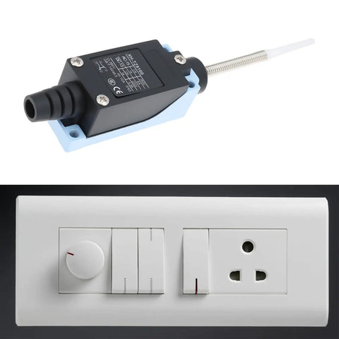 Fast Acting Micro Switch TZ-8166 Momentary Limit Switch for Electrical Control with wall socket in background