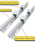 Two 600mm SBR16 Linear Rails With Four SBR16UU Sliding Blocks Side Mount Chrome Plated Steel And Aluminum For Precision CNC Motion