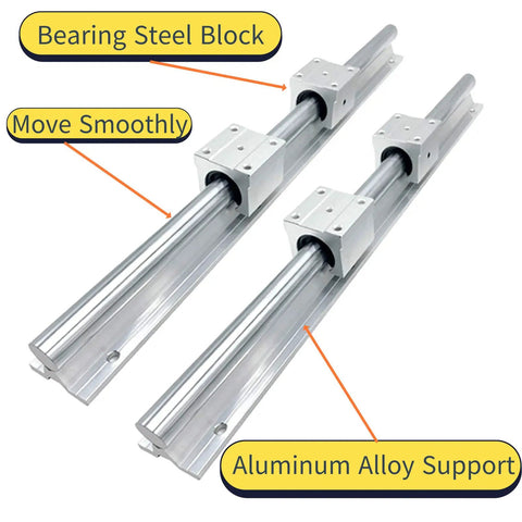 Two Pack 800mm SBR20 Linear Rail Kit With 4 SBR20UU Bearing Blocks, 31.5 Inch Guide Rails, Locking Handle And M6 Screws