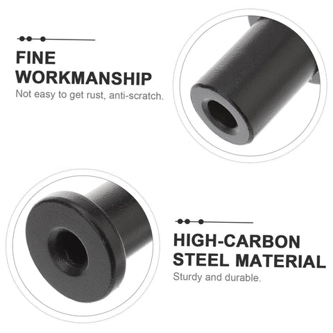 Close-up of black high-carbon steel material used in five piece sliding barn door track spacers set for smooth operation.