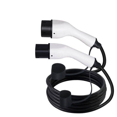 Heavy Duty Type Two To Type One EV Charging Cable Sixteen Feet Long SAE J1772 Adapter with dual connectors for easy charging.