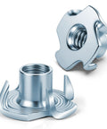 4 Pronged Tee Nut Zinc Plated Steel Built Tough For Wood And Furniture 4 Jaw Threaded Insert For Bolts And Screws Rust Resistant