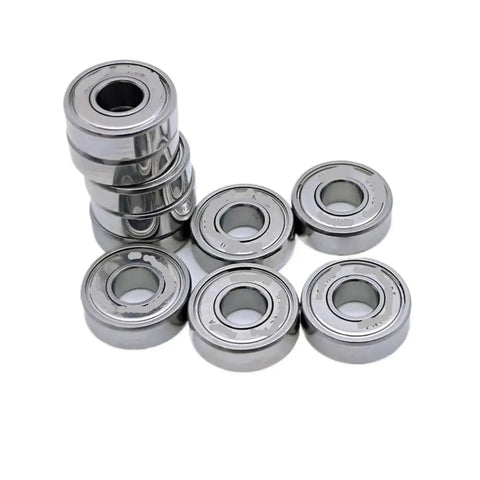 Get These 10pcs Deep Groove Ball Bearings In Single Row To Keep Your Gear Rolling Smooth Like Butter And Dust Free For Long Life No Gunk Allowed - ten shiny metal ball bearings stacked and arranged.