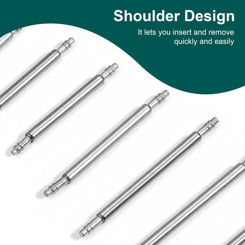 Close-up of stainless steel pins from All In One Watch Band Pins Replacement Kit With Spring Bar Tool And 40 Durable Stainless Steel Pins