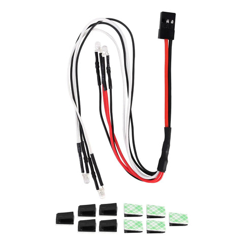 LED Headlights and Taillights Kit for TRX4M 1/18 RC Crawler Car Upgrade Parts White and Red With Clean Wiring 10 Wire Clips
