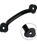 12 Pack 4 Inch Matte Black Rustic Drawer Pulls Antique Gate Handles with close-up view of mounting hole and matte finish.