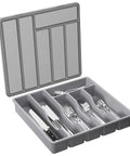 Silverware Organizer With Lid for Drawer and Countertop, Dust-Proof Covered Utensil Tray Keeps Spoons Forks and Knives Neat