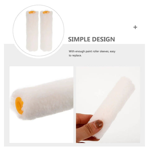 10 Pack Mini Paint Roller Covers Crafted From Dense Cotton Fibers And Reusable Plastic Handles For A Smooth As Butter Glide On Trim And Furniture That Makes Any Painting Task A Total Breeze - Close up of white cotton roller sleeve.
