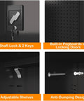 72 Inch Wide Heavy Duty Metal Storage Cabinet On Wheels Lockable Black Garage Cabinet 4 Adjustable Shelves Beefy Steel Storage close-up