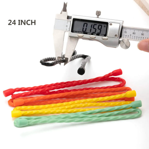 Measuring 24-inch silicone cable ties set reusable twist ties for cords and cables easy bundling and organization.