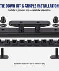Rack Tie Down Kit For T Slot Rails Four Pack With Beefy Cleats And Adjustable Bases layout overview