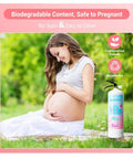 Gender Reveal Powder Blue Cylinder Cannon Squeeze Handle Flips Out With Bright Corn Silk Confetti For Your Next Bash To Absolutely Rock The Room And Go Down As A Legend Among Friends alongside a pregnant woman outdoors.