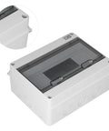 IP65 Waterproof Distribution Box with Transparent ABS Cover, rugged enclosure for industrial use, close-up of material and entry points.