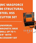 Heavy Duty Magnetic Base Drill Boasting 1100 Watt Variable Speed Motor Cuts Structural Steel Like A Hot Knife Through Butter Compact Footprint with cutter set