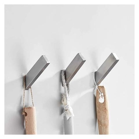 Heavy Duty Wall Hooks Hella Durable Stainless Steel Coat Hanger Double Robe Rack Rustproof Smooth Finish, mounted on wall.