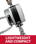 Close-up of 1 Ton Aluminum Hand Chain Hoist With 20 Foot Lift, Weather Resistant Aluminum Housing, Sealed Brake System