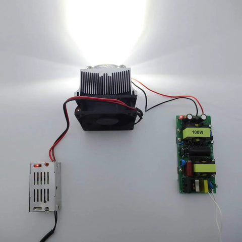 Beefed Up Aluminum Heatsink Cooling Fan With 44mm Lens 60 Degree Beam For 50W To 100W LED Chips DIY Projector Floodlight