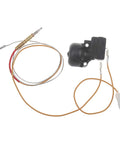 Front view of Timsec propane heater thermocouple safety assembly with black valve housing and brown sensor wire