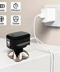 Black USB Water Flosser Charger That Works With All The Big Name Water Flossers Like Fairywill Aquasonic Oralfree connected to outlet