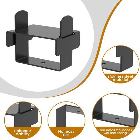 Upgrade Your Ride With This 4-Piece Stainless Steel Leaf Spring Clamp Kit For Easy Repair And Serious Stability On Trucks Campers Or Trailers When Towing Heavy Loads It Slaps Right On To Lock The Axle And Give You A Smooth Sailing Experience Without Any black stainless steel leaf spring clamp for 2.5-inch springs
