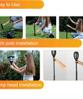 Installation steps for Outdoor Light Pole Extension Kit 55 Inch Stainless Steel Poles With ABS Stakes.