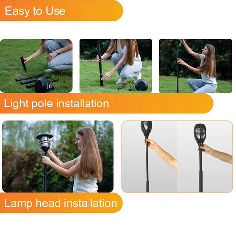 Installation steps for Outdoor Light Pole Extension Kit 55 Inch Stainless Steel Poles With ABS Stakes.