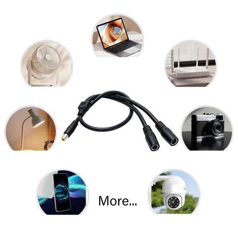 Slick Black Y Splitter Charging Extension Cable With Tangle Free Layout For Hassle Free Device Sync and Ultra Clean Cable Management.